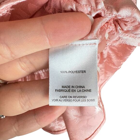 Divine Heritage Pink Floral Jacquard Satin Long Sleeve Peasantcore Blouse - Picture 13 of 13